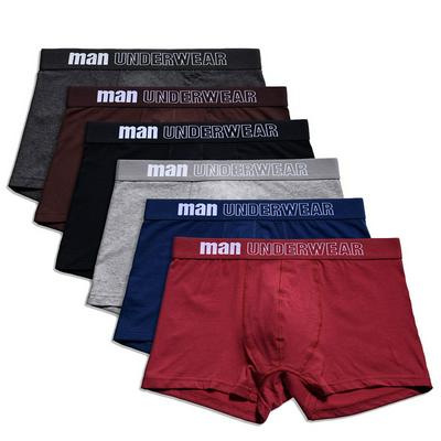 6pcs S-3XL Size Solid Color Cotton Middle Waist Comfortable Breathable Underpants Boxer for Men