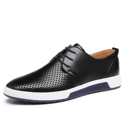 Men Casual Shoes Genuine Leather Summer Breathable Flat Shoes  