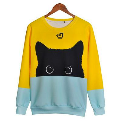 Cute Cat 3d Sweatshirt Women Men Kawaii Black Cat Hoody Animal Autumn Winter Pullovers Funny Couple Costume