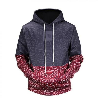 Floral Stitching 3D Printed Men's Hooded Hoodies Funny Drawstring 
