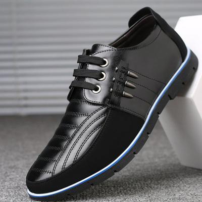 Men's Genuine Leather Shoes Elastic Band Solid Tenacity Comfortable  