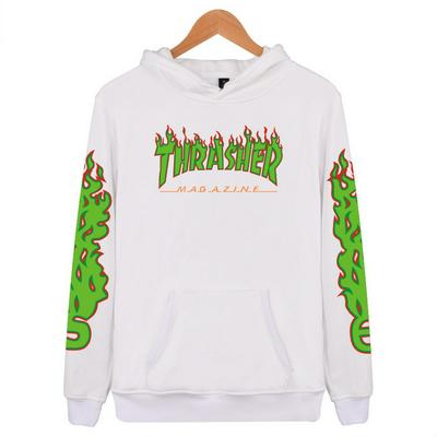 Thrasher Green Painting Luck Friday Letter Couple Fleece Hoodie Couple Costume Men's Autumn Cool HoodShirt