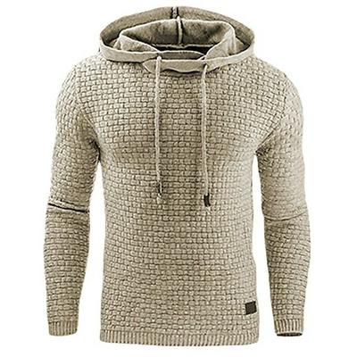 Casual Hoodie Men'S Hot Sale Plaid Jacquard Hoodies Fashion Military Hoody Style Long-Sleeved Men Sweatshirt 