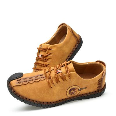 38-47 Yard Retro Casual Shallow Mouth Four Seasons Round Head Non-Slip Flat Heel Lace-up Handmade Brogues Shoes