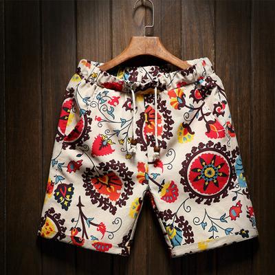 Men's Beach Shorts Fashionable Casual Linen Short Pants Straight Loose Fit Pants for Summer