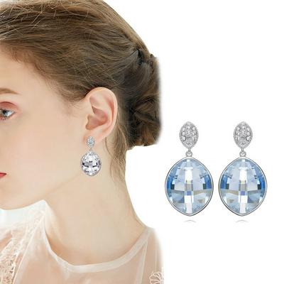  Earring Woman Fashion Jewelry with Swarovski Crystals Round stud Earrings, Romantic Gft for Her Eardrop