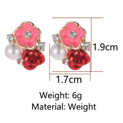 Simple Alloy Flower Low Luxury Diamond Alloy Multi-Element Stud Earrings Women Jewelry