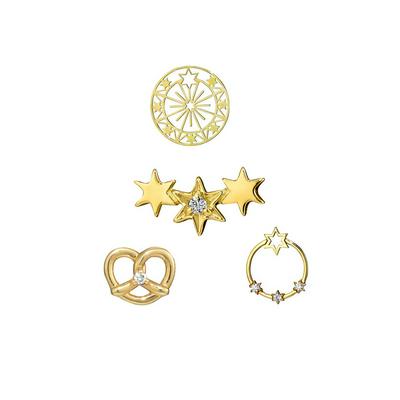 Love Star Cookies Stud Earrings Set 925 Sterling Silver Clip Hanging Ear Studs