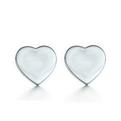 E010 Heart-Shaped Silver Plated Simple Fashion Stud Earrings Women Jewelry