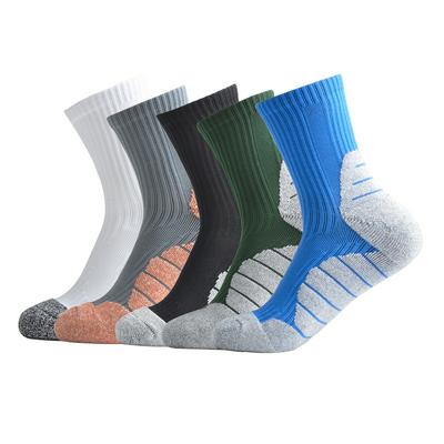 5Pairs Men's Cotton Middle Tube Breathable Sweat-absorbent Sports Socks