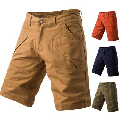 Men's Cargo Shorts Loose-fit Casual Shorts Zipper Fly - Navy Blue, Orange