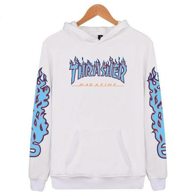 Thrasher Blue Painting Luck Friday Letter Couple Fleece Hoodie Couple Costume Men's Autumn Cool HoodShirt