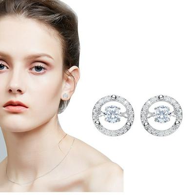 YE1254B-YZ Simple Fresh S925 Sterling Silver Round Beating Heart Earrings Ear Ring