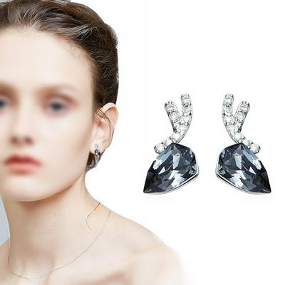 YE1138-S S925 Sterling Silver Nntlers Earrings Forest Temperament fresh Diamond Elk Earrings 
