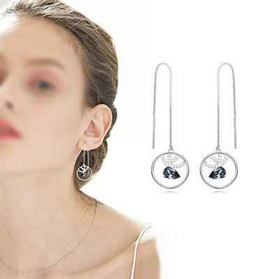 YE1137-S Deer Antler Design Nordic Style S925 Sterling Silver Long Line Earring Jewelry