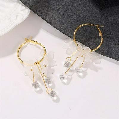 Korean Fashion Crystal Flower Shaped Temperament Wild Fairy Earrings Women Jewelry
