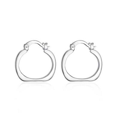 E123 Fashion Simple Flat Round Silver Plated Stud Earrings Women Jewelry