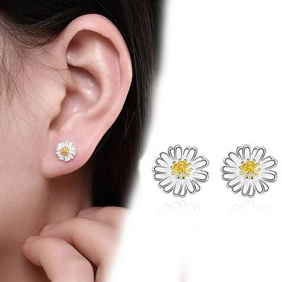 SVE059 925 Fashion Women's Small Chrysanthemum 925 Sterling Silver Small Daisy Insert Earring Stud
