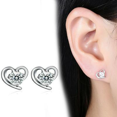 925 Pure Tremella Nail Fashion Trend Earrings Heart Style Romance Earrings SH-E0008