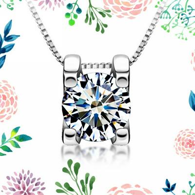 925 Clavicle Chain Silver Single Diamond Zircon Pendant YP6887A 925 40+5cm Sterling Silver Dressup Jewellry Pendant  