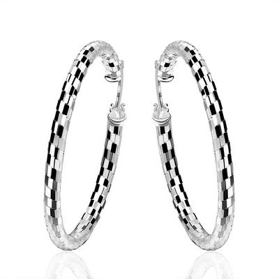 E594 Copper Plated 925 Silver Fashion Round Large Hook Earrings Women Jewelry