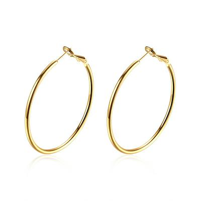 LKN18KRGPE951 Eco-Friendly Platinum Large Round Hoop Earrings Women Jewelry