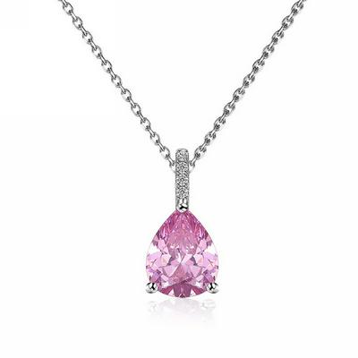 YP5249 Necklace Simple Droplet S925 Silver Necklace Women Using Swarovski Crystal Pendant Jewelry,Pink