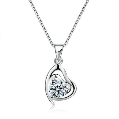 925 Sterling Silver Love Heart  Stone Pendant Necklace SH-N0068 Dressup Jewellry Pendan