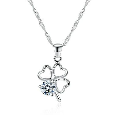 Silver Fashionable Zircon Women's Unique Clover Necklace SH-N0049 Sterling Silver Dressup Jewellry Pendant  