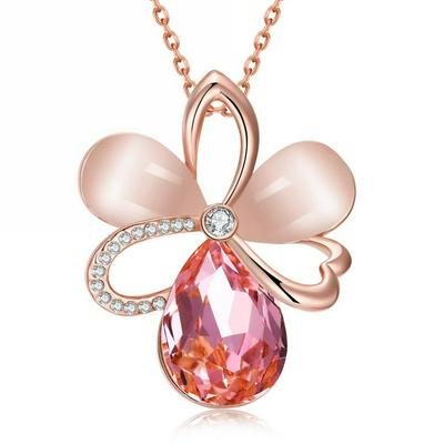 Necklace for Women   Crystal Flower Pendant Necklaces LKN18KRGPN921-B LKN18KRGPN921 Sterling Silver Dressup Jewellry Pendant