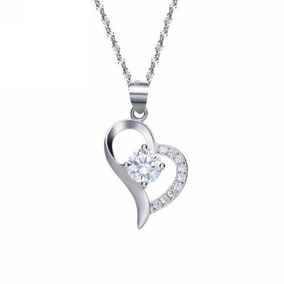 S925 silver necklace pendant Heart-shaped insert silver plating crystal necklace pendant chain 40+5cm YN0511 Sterling Silver Dressup Jewellry Pendant 