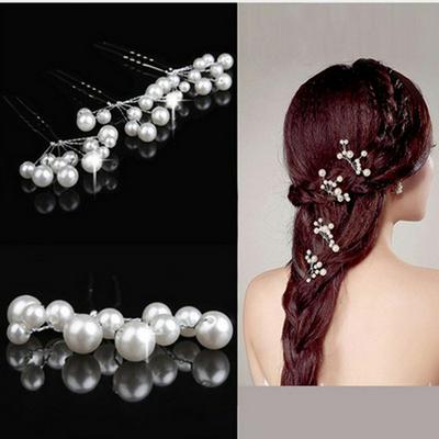 5Pcs Women Girls U Shaped Simulated Pearl Wedding Bridal Hair Pins Clips Hair Jewelry Accessories