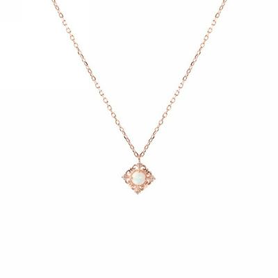 7440 Rhombic Cross Shape Hollow Flower Women S925 Silver Pendant Necklace 