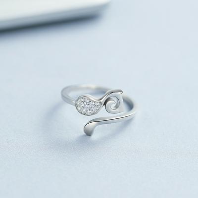 Women's 925 Sterling Silver Ring Stylish Cat Open Ring 