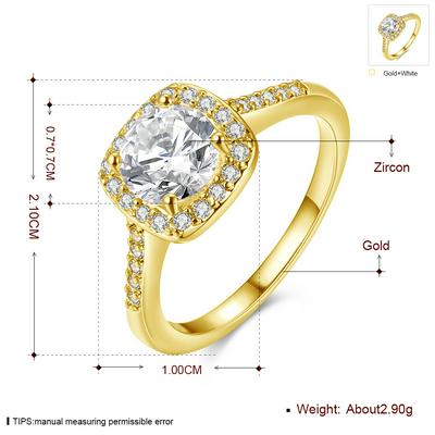 AKR002-C-5 Fashion K Gold Single Layer Women Classic Geometry Copper Zircon Generous Elegant Ring