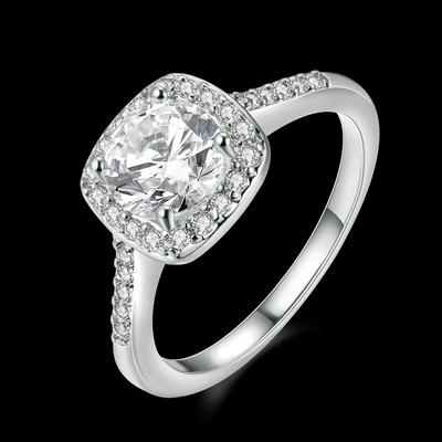 AKR002-C-7 Fashion Single Layer Women Classic Geometry Copper Zircon Generous Elegant Platinum Plated Ring