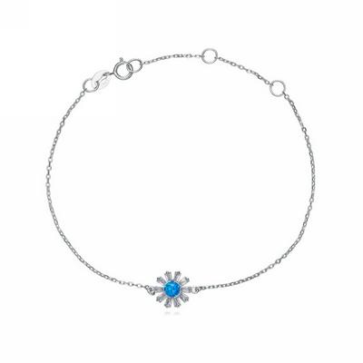 YB0638 925 Silver Daisy Hand Chain Bracelet Bangle Wristband Sterling Silver