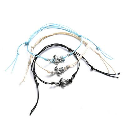 3pcs Handmade Beach Ankle Bracelets Turtle Charm Ankle Jewelry Chain