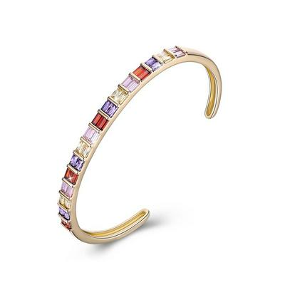 KZCZ070 Double Row Square Color Zircon Opening Bracelet