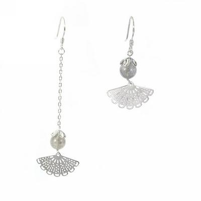 Asymmetric s925 Sterling Silver pin Flash Diamond Earrings earings Dangler Eardrop Creative Fashion Asymmetrical Earrings Women Girls Fan