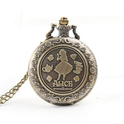 Bronze Fob Pocket Watches Quartz Watches Vintage Vintage Pocket Alice in Wonderland Theme 