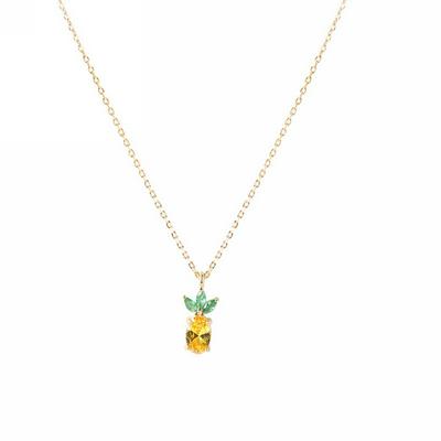 Pineapple fruit necklaces Sterling Silver Pineapple Necklace Diamond Studded Female Temperament Fashion Wild Clavicle Chain 7443