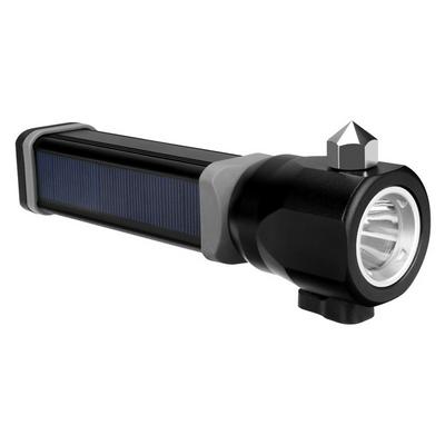 Solar Powered LED Flashlight Multi-functional 2000mAh Rechargeable USB Flashlight with Safety Hammer Function