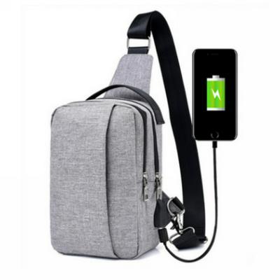 Casual Korean Waterproof Nylon Large Capacity Anti-Theft USB Charging Travel Messenger Cross Body Shoulder Sling Chest Bag for Men