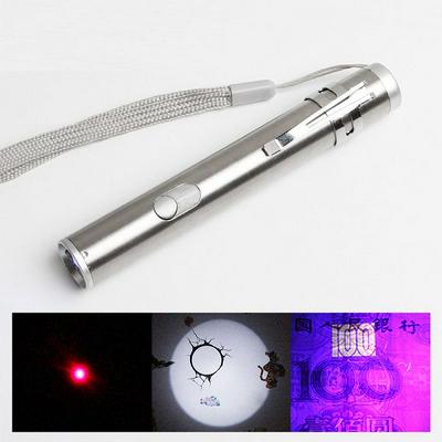 3 in 1 LED illumination + Money Detector + Infrared Functions USB Stainless Steel Mini Rechargeable Flashlight