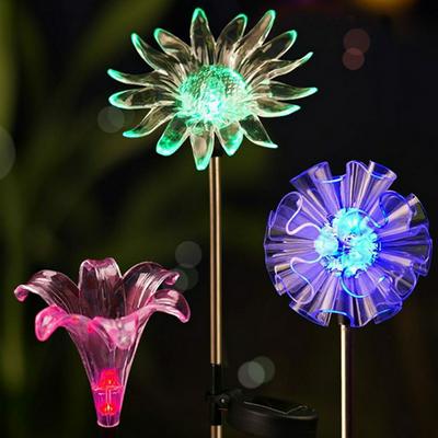 Outdoor Solar Powered Stake Lights Decorative Fake Flowers Lights for Yard Garden Lawn