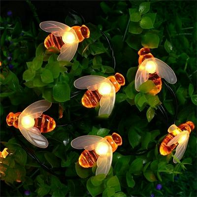 15ft String Light 6M 30 LED Solar String Honey Bee Shape Warm Light Garden Tree Flower Hunting Waterproof Haning Lights