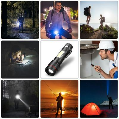 Mini Flashlight Outdoor Lighting COB LED Flashlight USB Charging Focus Work Light 