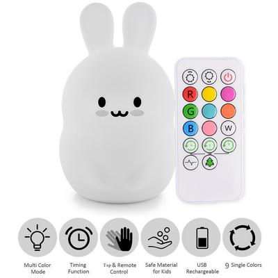 Rabbit Shape LED Night Light for Kids With Touch Sensor Remote Control Portable and Rechargeable Infant Night Lamp Color Changing Bright As Baby Gifts 