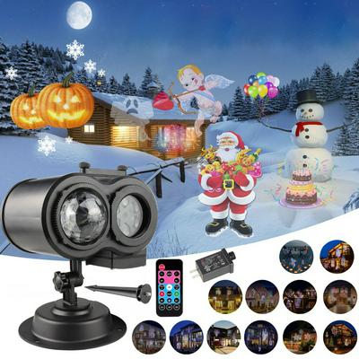 Double Head Christmas Slides Laser Proejctor Light Water Ripple Effect Stage Light Xmas Lamp